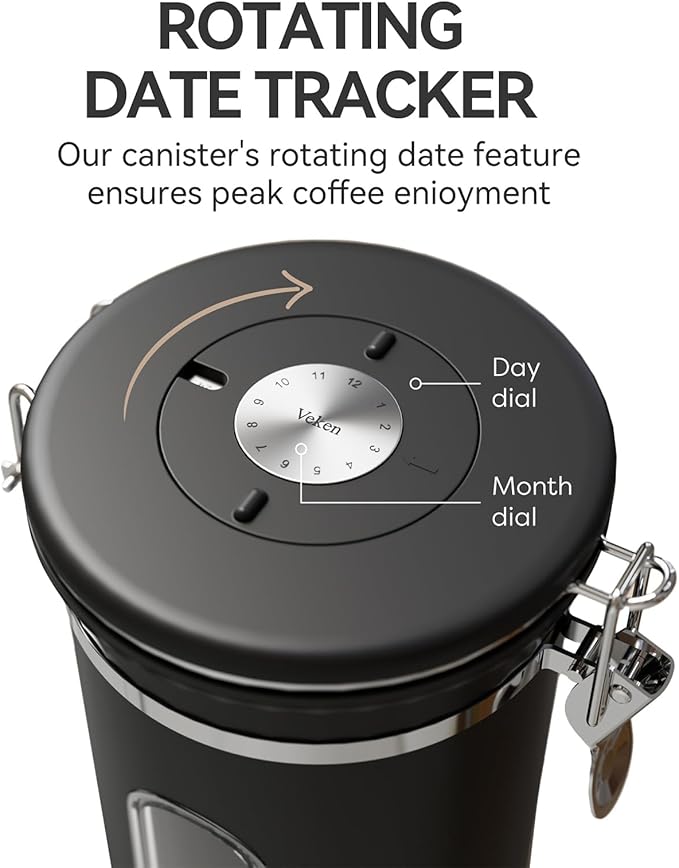 Veken Coffee Canister with Window, Airtight Stainless Steel Pantry Container - Image 7