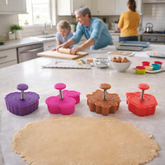 Mrs. Anderson's Baking Pie Crust Cookie Cutters, Spring-Action Embossing Cutters - Image 3