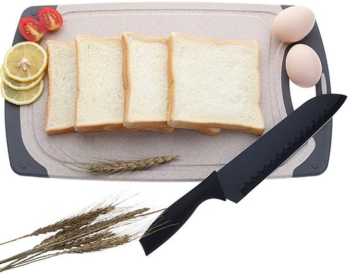 FLYINGSEA Cutting Boards For Kitchen, Anti-Skid Eco-Wheat Straw Cutting Board - Image 4