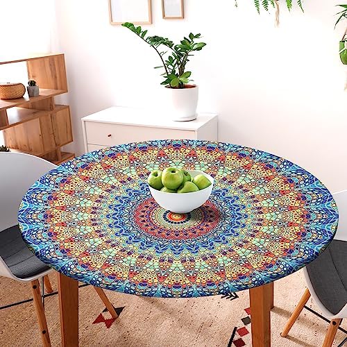 Round Fitted Tablecloth with Elastic Round Outdoor Tablecloths Round