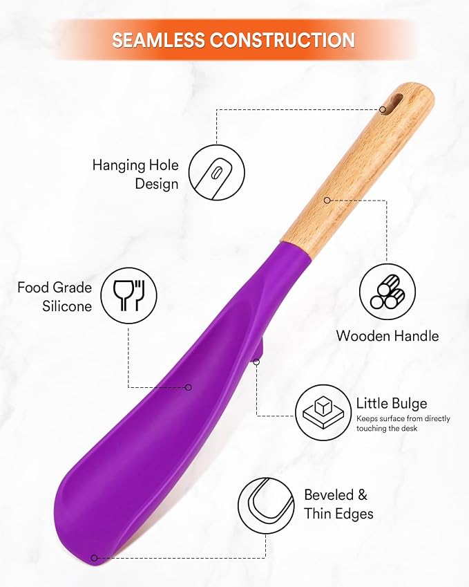 Cooking Spoon and Rice Scooper for Nonstick Cookwares, Wood Handle Spoon for - Image 4