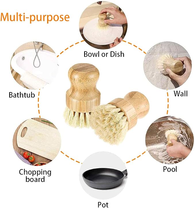 ECO Friendly Kitchen Cleaning Set, Wood & Bamboo Brushes - Image 5