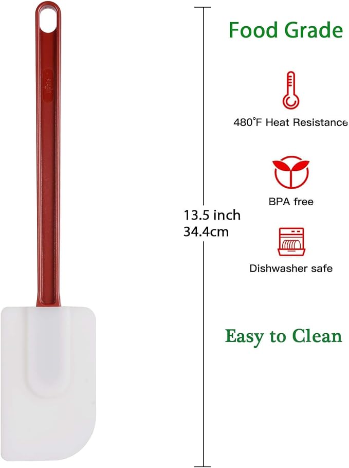 Silicone Rubber Spatula Set of 3, 14 Inch High Heat Commercial Spatula - Image 6