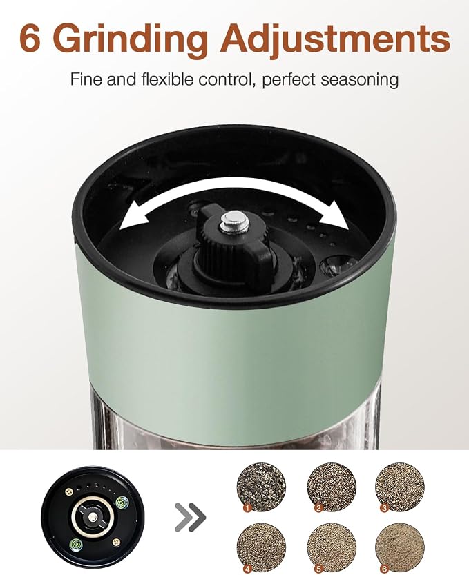 Electric Salt and Pepper Grinder Set–USB-C Rechargeable Charging Base Pepper - Image 6