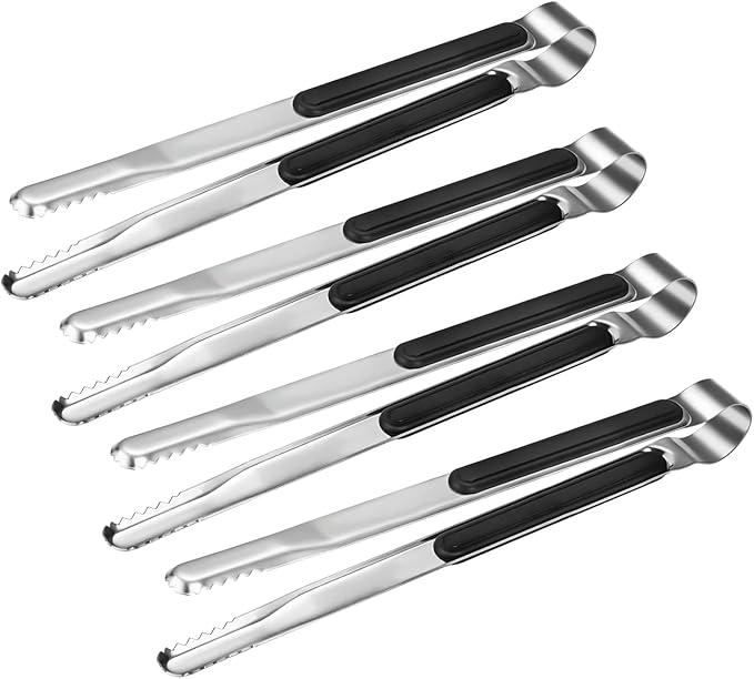 4 Pack Premium Stainless Steel Kitchen Tongs, Serving Tongs by XEVOM