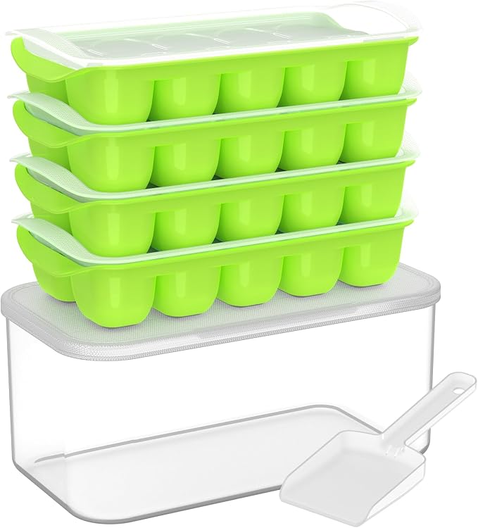 DOQAUS Ice Cube Tray with Lid and Bin by DOQAUS