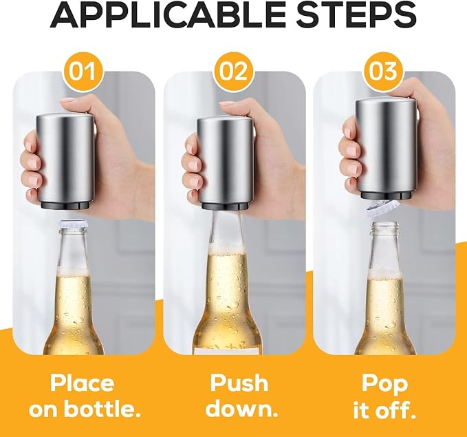 2PCS Premium Beer Bottle Opener, Automatic Stainless Steel Quick Pop the Top - Image 3