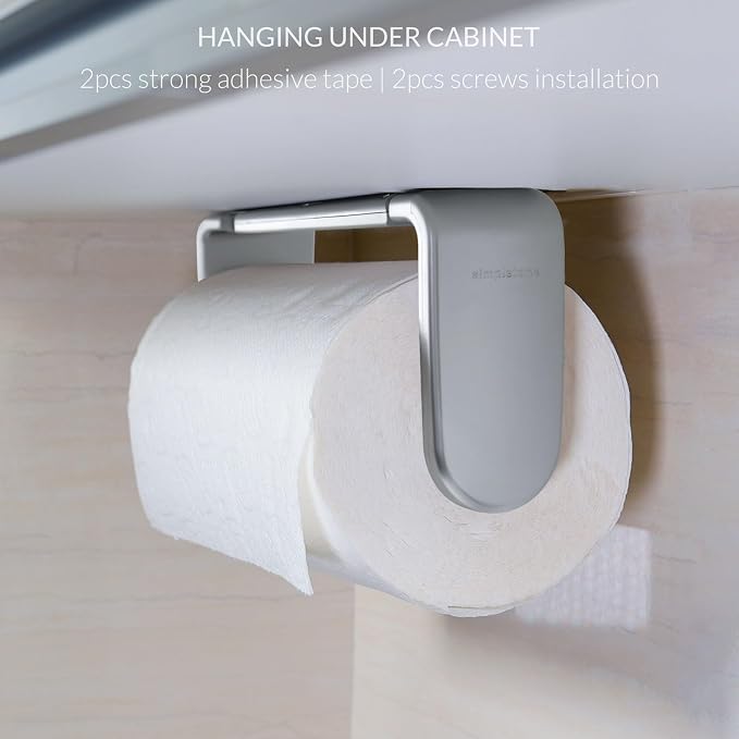 simpletome Paper Towel Holder ONE Hand Tear Adaptive Tension Arm Adjustable - Image 2