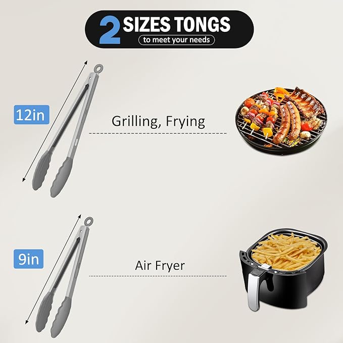 Tongs for Cooking, 600ºF High Heat-Resistant Stainless Steel Kitchen Tongs - Image 7