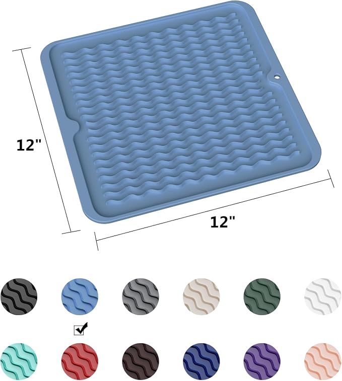 ZLR Silicone Dish Drying Mat 12" x 12" Square - Image 6