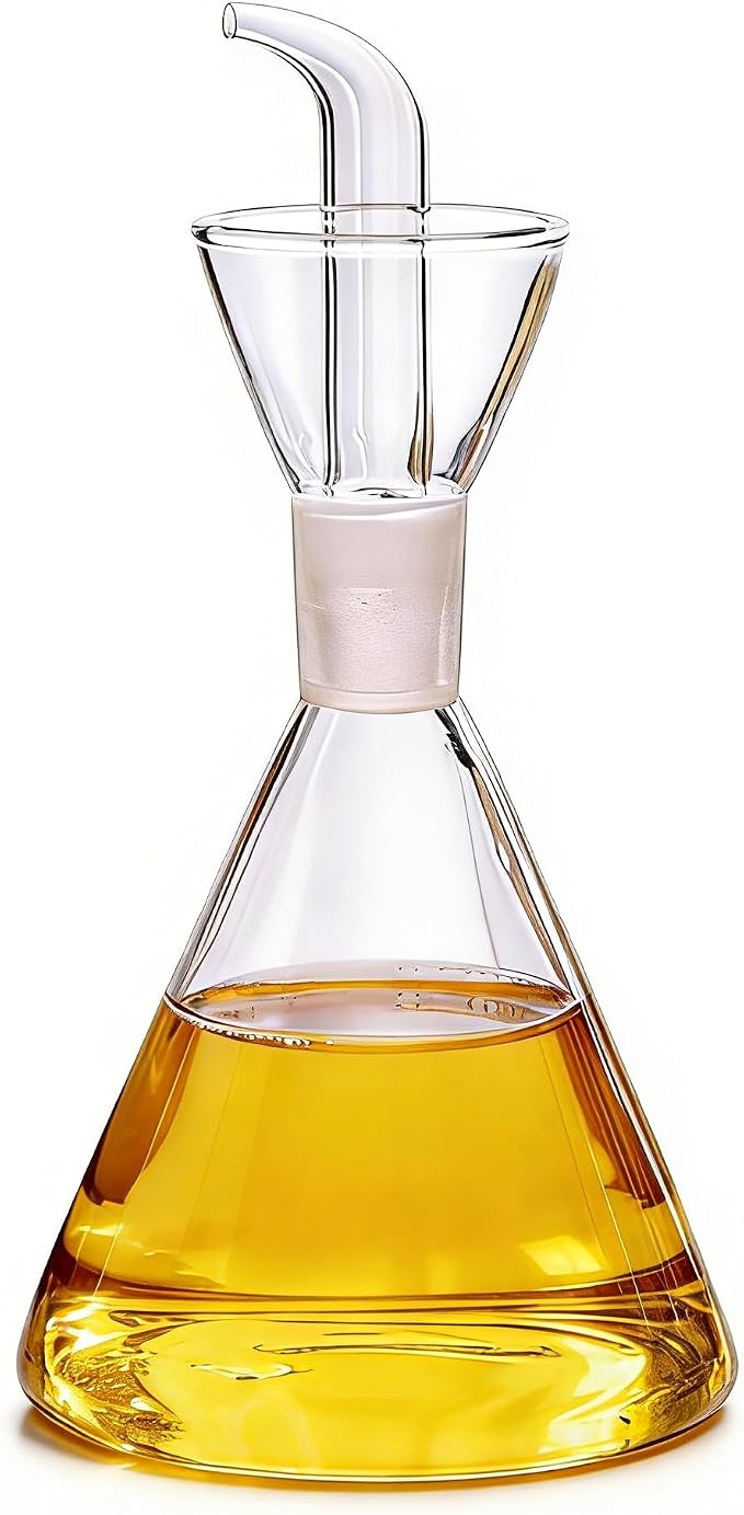 ELETON Conical Borosilicate Glass Olive Oil Dispenser – Non Drip Oil Bottle by ELETON