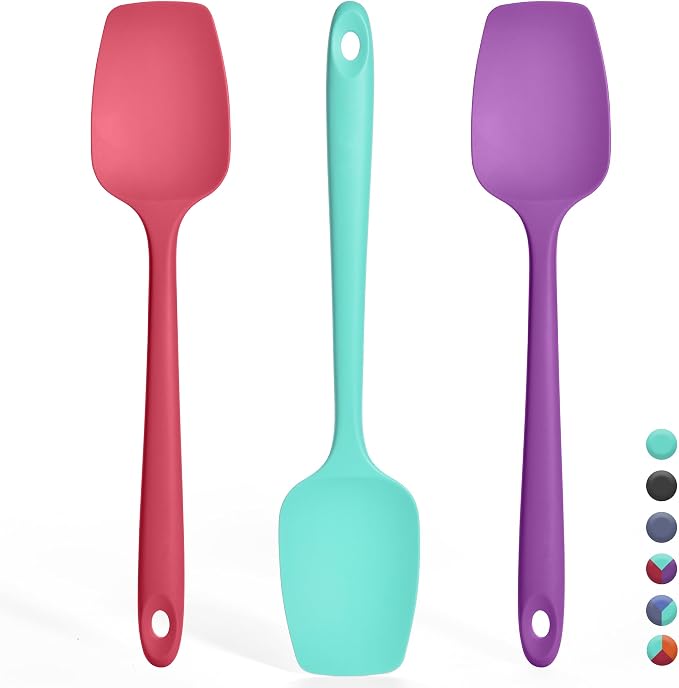 Silicone Spoonula Set: 600ºF Heat Resistant Food Grade Cooking Baking Utensils by IronberryOfficial