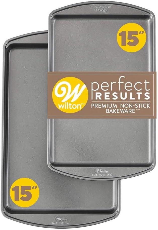 Wilton Perfect Results Nonstick Medium 15 x 10 in Cookie Baking Sheets Set by Wilton