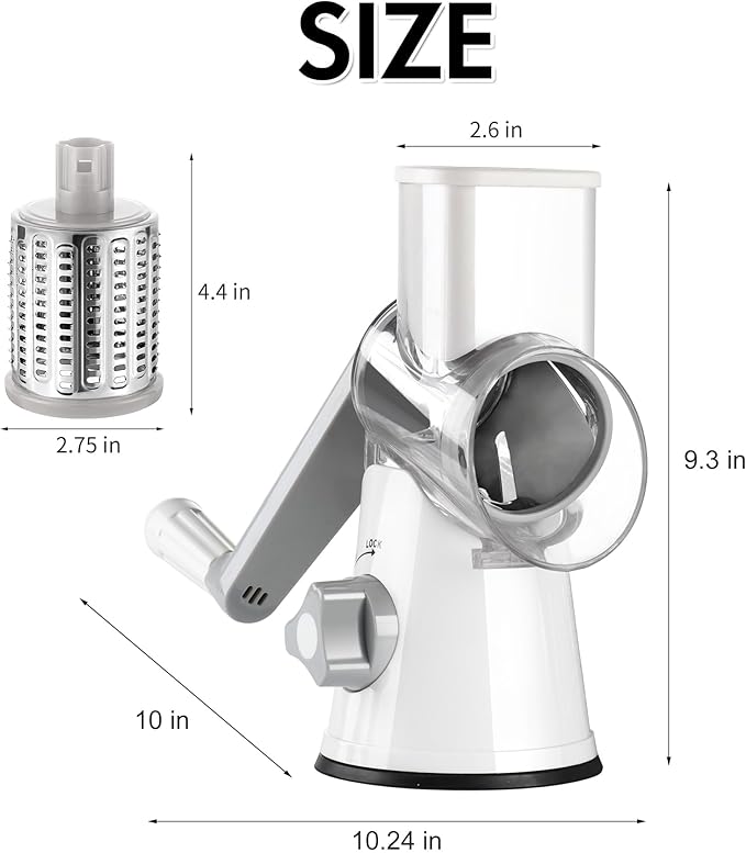 Ourokhome Rotary Cheese Grater Hand Crank, Kitchen Shredder Speed Mandolin - Image 9