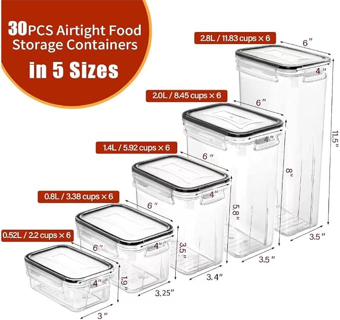 PRAKI 30 Pack Airtight Food Storage Containers - Image 2