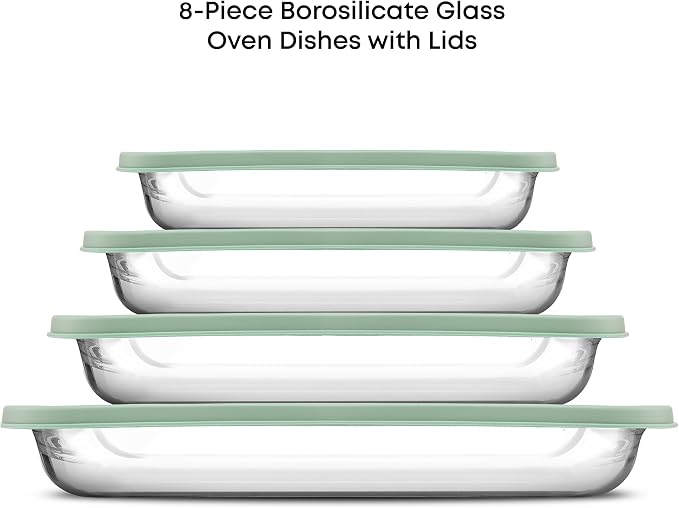 JoyJolt 8-Piece Borosilicate Glass Oven Dishes - Image 2