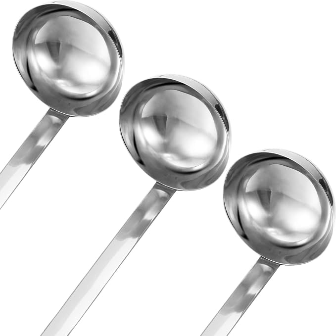 meekoo 3 Pieces Stainless Steel Ladle Soup Handle Ladle - Image 3