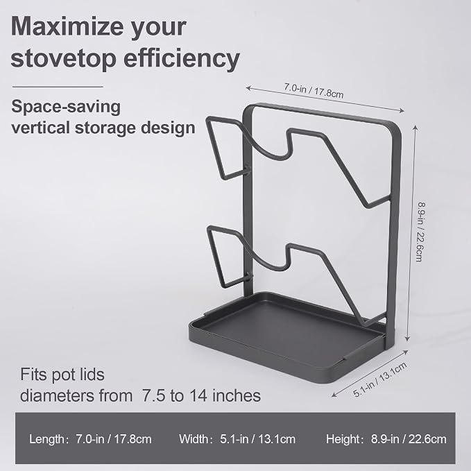 Space-Saving Carbon Steel Pot Lid Holder While Cooking, Double-Layer Kitchen - Image 6