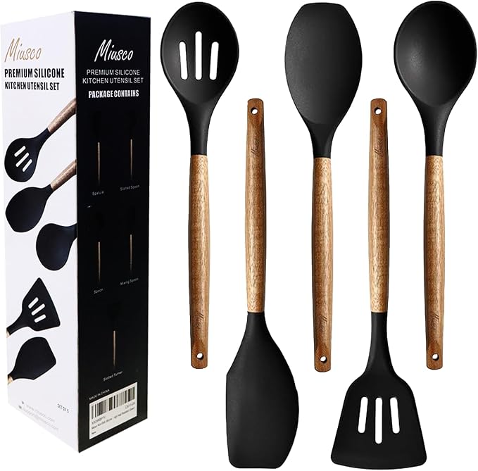 Kitchen Utensils Set, Silicone Cooking Utensils Set, Non-Stick Silicone Spatula by Miusco