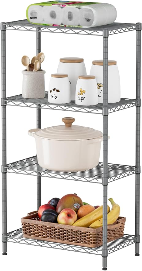 SINGAYE 4 Shelves Adjustable Storage Shelf Wire Shelving Rack Bathroom Standing - Image 7