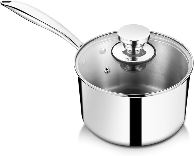 P&P CHEF 2 Quarts Tri-Ply Stockpot and Saucepan, Stainless Steel Sauce Pan by PPCHEF
