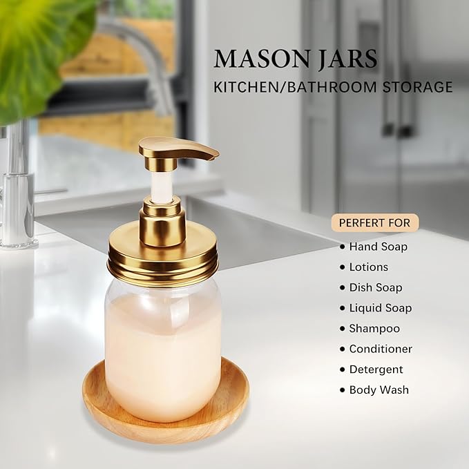 Amolliar Plastic Mason Jar Soap Dispenser - Image 5