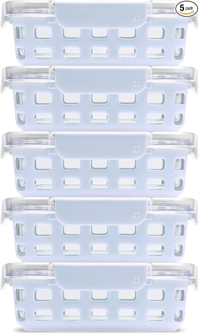 Ello Duraglass 3.4 Cup Meal Prep Sets 10Pc, 5 Pack Set- Glass Food Storage by Ello