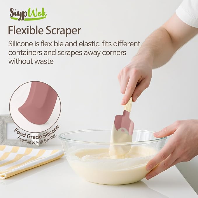 Silicone Spatula Set, Food Grade Rubber Spatula-5 Piece Nonstick Rubber Spatulas - Image 3
