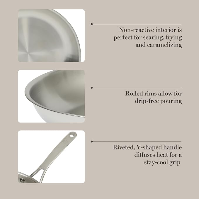 Martha Stewart Castelle Large 12" Stainless Steel Frying Pan Non Toxic Fry Pan - Image 5