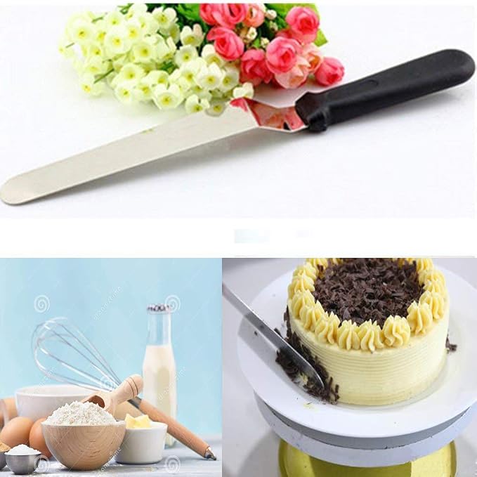 3 Metal Cake Offset Spatulas, 6 8 & 10 Inch Frosting Angled Icing Spatula - Image 3