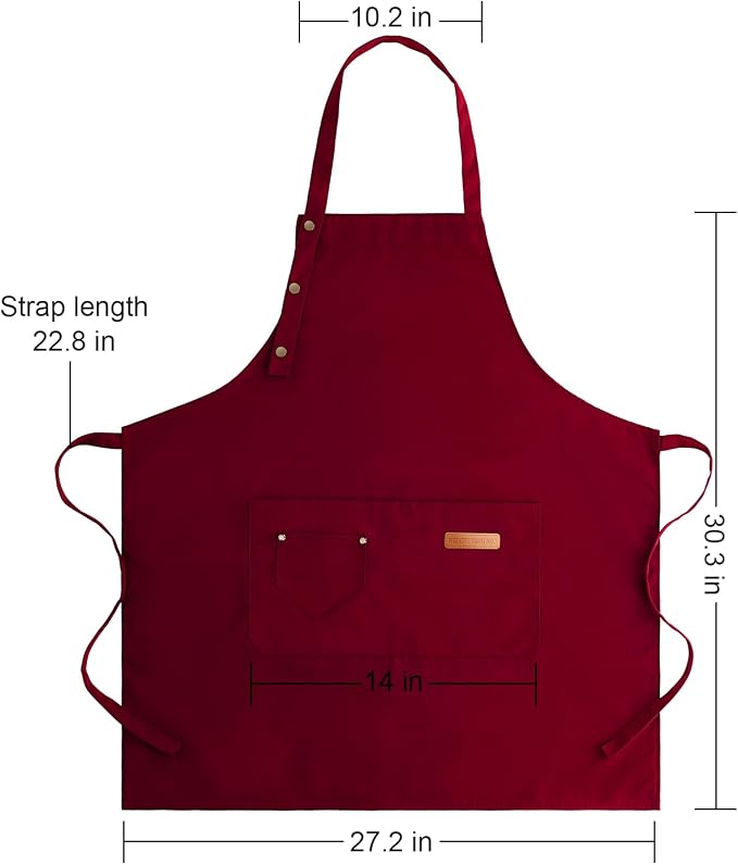 Apron for Men Women with Adjustable Straps and Large Pockets, Canvas Cotton - Image 7
