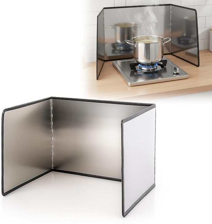 SHENLIU 3 Sided Splatter Guard, Anti Splatter Shield Stainless Steel Oil by Unknown