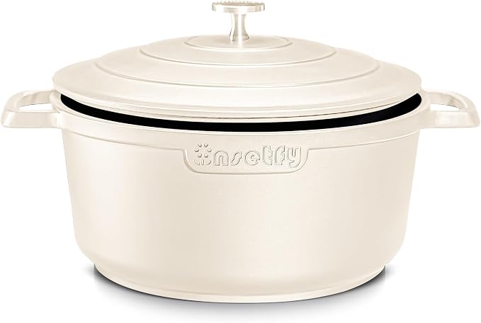 Large Dutch Oven Pot with Lid-7.5QT Cast Aluminum Oven Pot with Two Handles by INSETFY