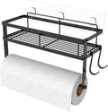 ESOW Paper Towel Holder with Shelf Storage, Adhesive Wall Mount 2-in-1 Basket by ESOW