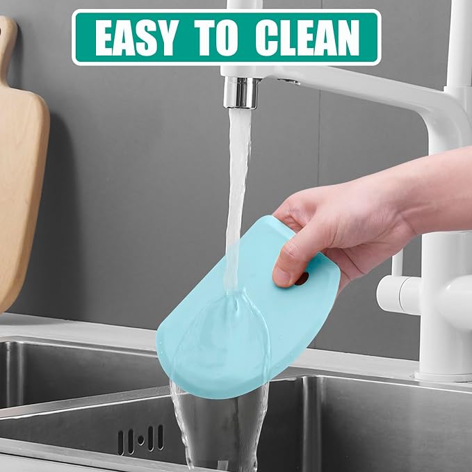 Silicone Dough Scraper with Stainless Steel Sheet, Curved Edge Flexible Bowl - Image 7