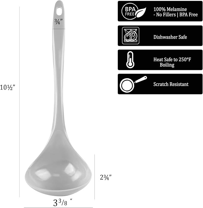 Reston Lloyd Melamine Soup Ladle Kitchen Utensil, Durable BPA-Free Plastic - Image 5