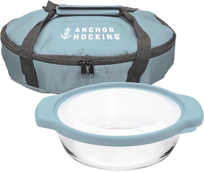 Anchor Hocking 3 Pc. 2 Qt. Oven Basics Casserole Dish w/Mineral Blue TrueFit™ by AnchorHocking