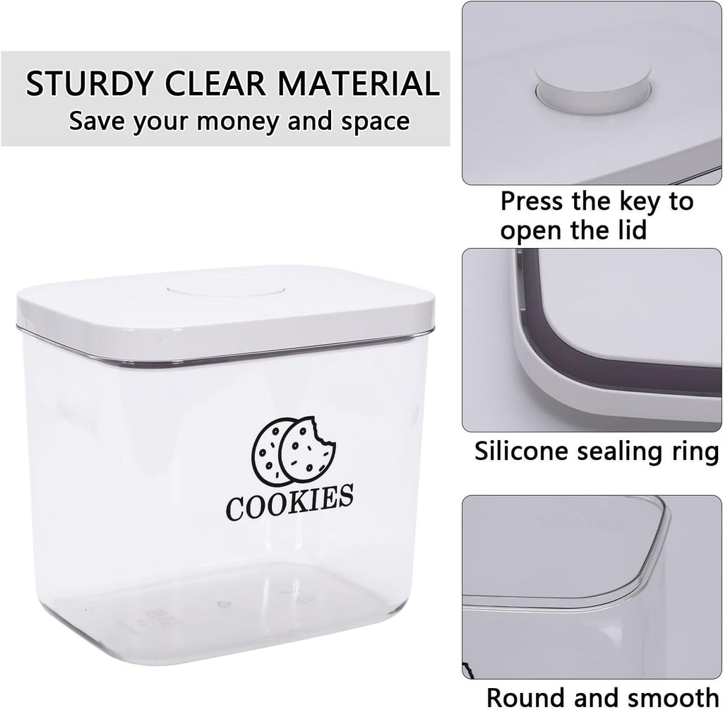 Cookie Jar with Airtight Lid,Bread Box for Kitchen Countertop,Time