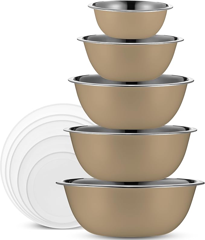 WHYSKO Stainless Steel Mixing Bowl Set, 10 Piece Stainless Steel Mixing Bowls by WHYSKO