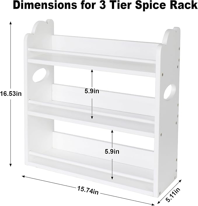 3 Tier Bamboo Spice Rack, Spice Rack Organizer, Seasoning Jars Rack Shelf Spice - Image 2