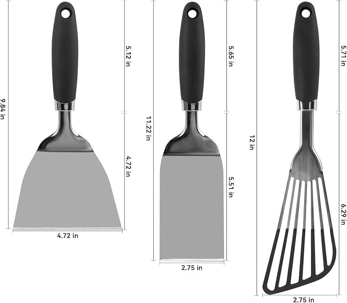 Stainless Steel Spatula Set of 3, Heavy Duty Small Metal Spatula - Image 6