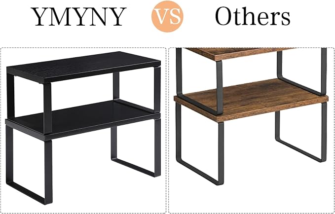 YMYNY Cabinet Shelf Organizer, Countertop Shelves Set of 2, Kitchen Spice Racks - Image 4