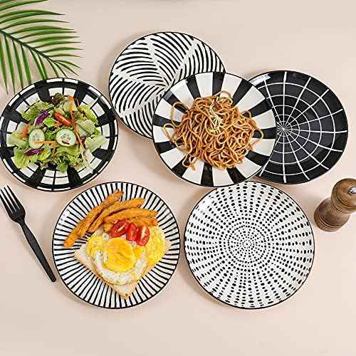Ceramic Dessert Plates 8 Inch - Salad Appetizer Plate Set of 6