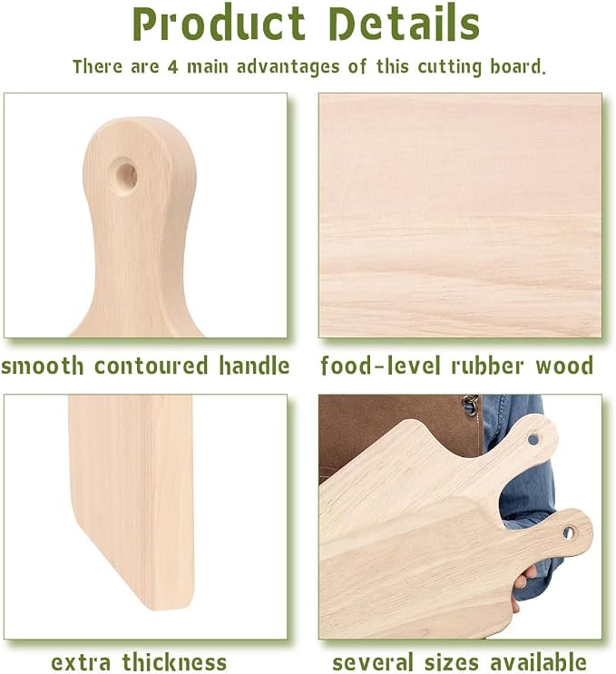 LZMS 4-Pack 13 1/2"x 7 1/2" Wood Serving Boards Set | Unfinished Wood Crafts - Image 4