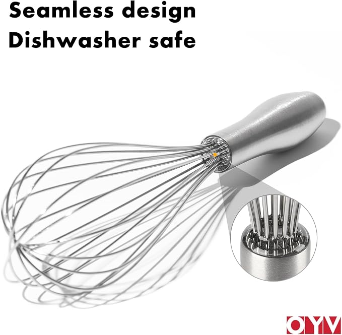 OYV 18/10 Stainless Steel Whisk, Ergonomic Handle, Dishwasher Safe Metal whisk - Image 5