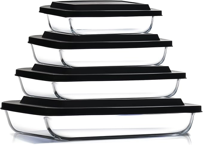 Nestl 8pc Glass Baking Dishes for Oven, Glass Food Storage Containers by Nestl