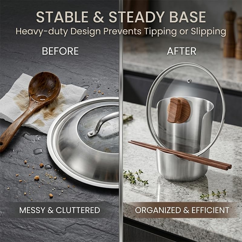 Stainless Steel Utensil Holder and Spoon Rest for Kitchen Counter,1PC