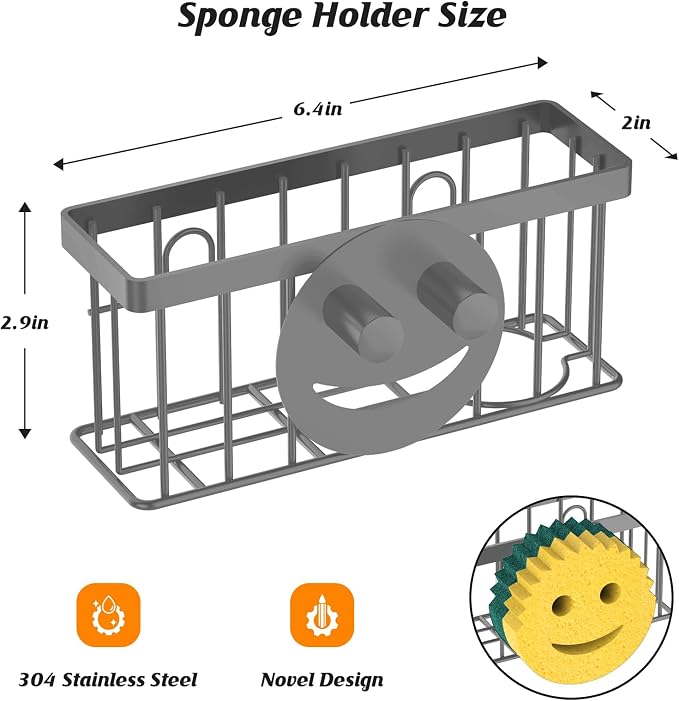 MURLONG Sponge Holder Smiley Face, Sink Caddy - Image 2
