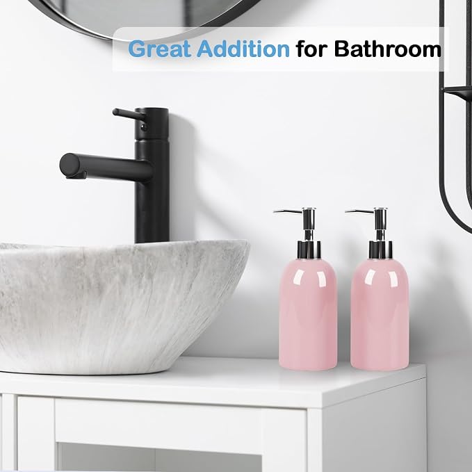 Natheeph 14OZ Ceramic Soap Dispenser Ceramic Soap Pump Dispenser Can Fill Liquid - Image 5
