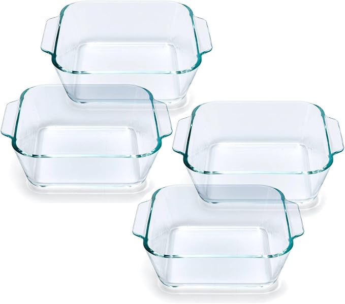 Small Casserole Dishes 4 Pack, 5 Inch Glass Square Baking Dish Individual by Yomvzake
